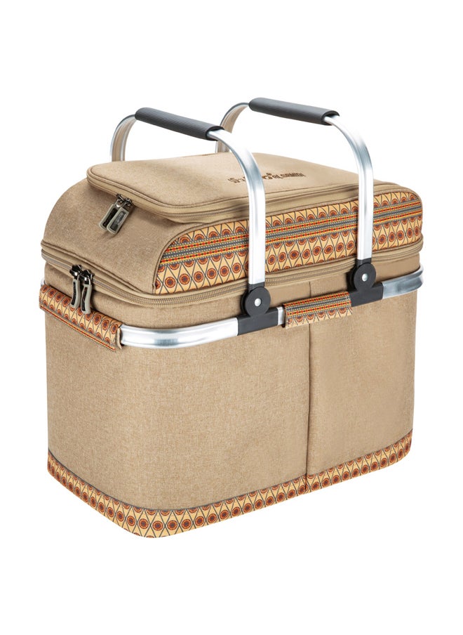 AL SANIDI Heat and cold insulated keeping bag for food and drinks, Food bag for Trips, Woody, Size 39*28*44 Cm  - Image 1