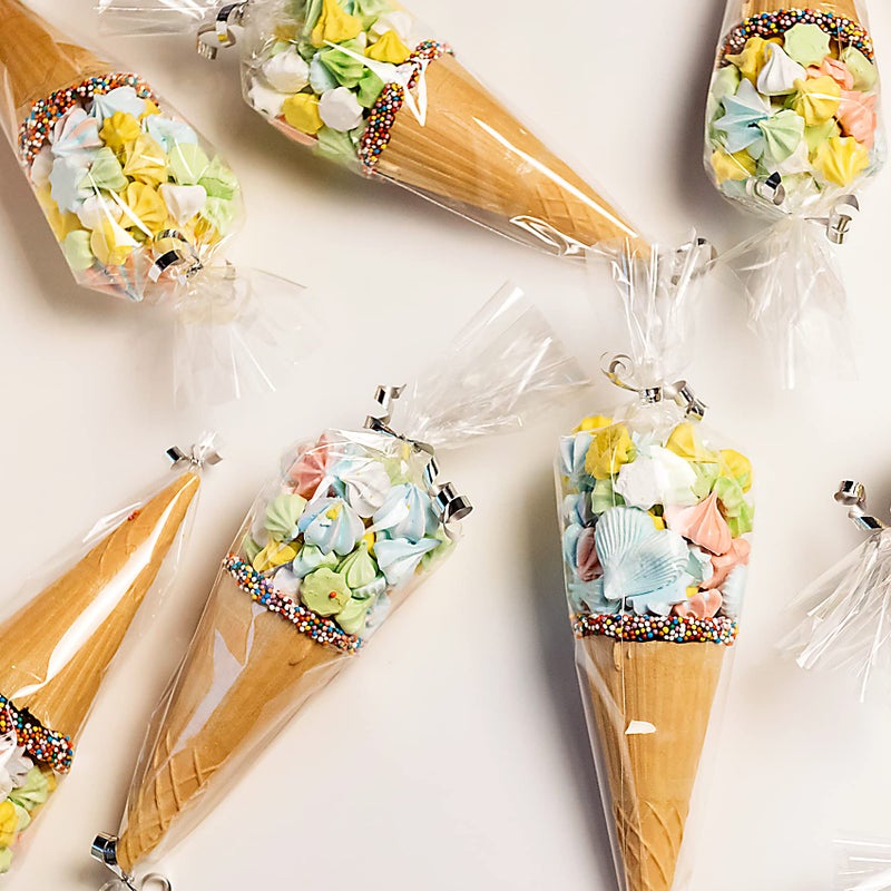 Morepack Cone Shaped Cellophane Treat Bags, 5x10 Inches Clear Triangle Plastic Bags for Popcorn Favor, Candy, 100 Pieces - Image 5