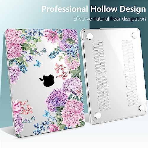 TWOLSKOO for MacBook Air 13 inch Case M5 2026 M4 2025 M3 M2 2024-2022 A3449 A3240 A3113 A2681, Plastic Hard Shell & Keyboard Cover & Screen Film for MacBook Air 13.6 inch Case, Colorful Hydrangea - Image 5
