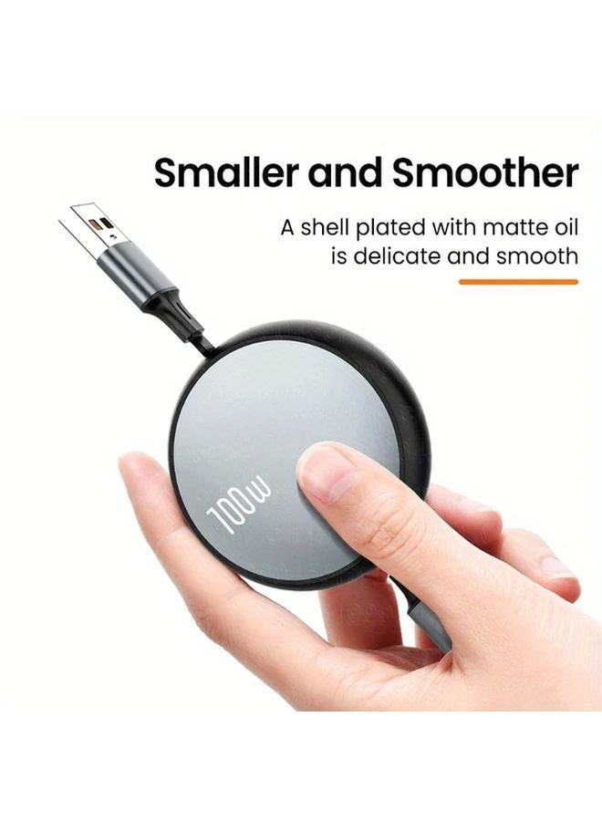 Blue 3 In 1 Retractable 100W USB C Fast Charger For iPhone Huawei Samsung - Image 4
