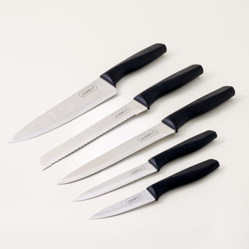 ألبرتو البرتو مجموعة سكاكين من 6 قطع من الستانلس ستيل وخشب أسود - Image 3