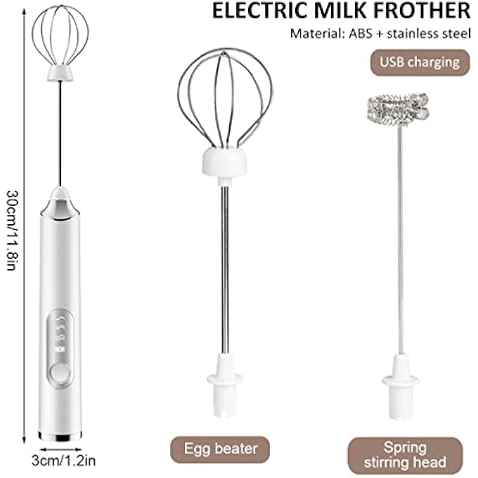 كاست ويف جهاز رغوة الحليب القابل لإعادة الشحن مع رأسين من الفولاذ المقاوم للصدأ و3 إعدادات للسرعة للحصول على لاتيه وكابتشينو وماتشا وشوكولاتة ساخنة مثالية - Image 3