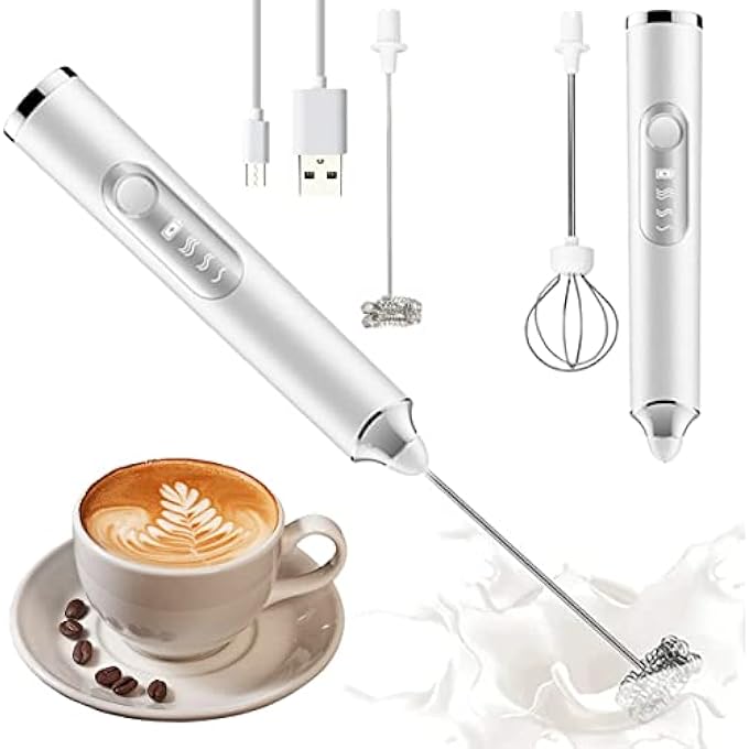 كاست ويف جهاز رغوة الحليب القابل لإعادة الشحن مع رأسين من الفولاذ المقاوم للصدأ و3 إعدادات للسرعة للحصول على لاتيه وكابتشينو وماتشا وشوكولاتة ساخنة مثالية - Image 1