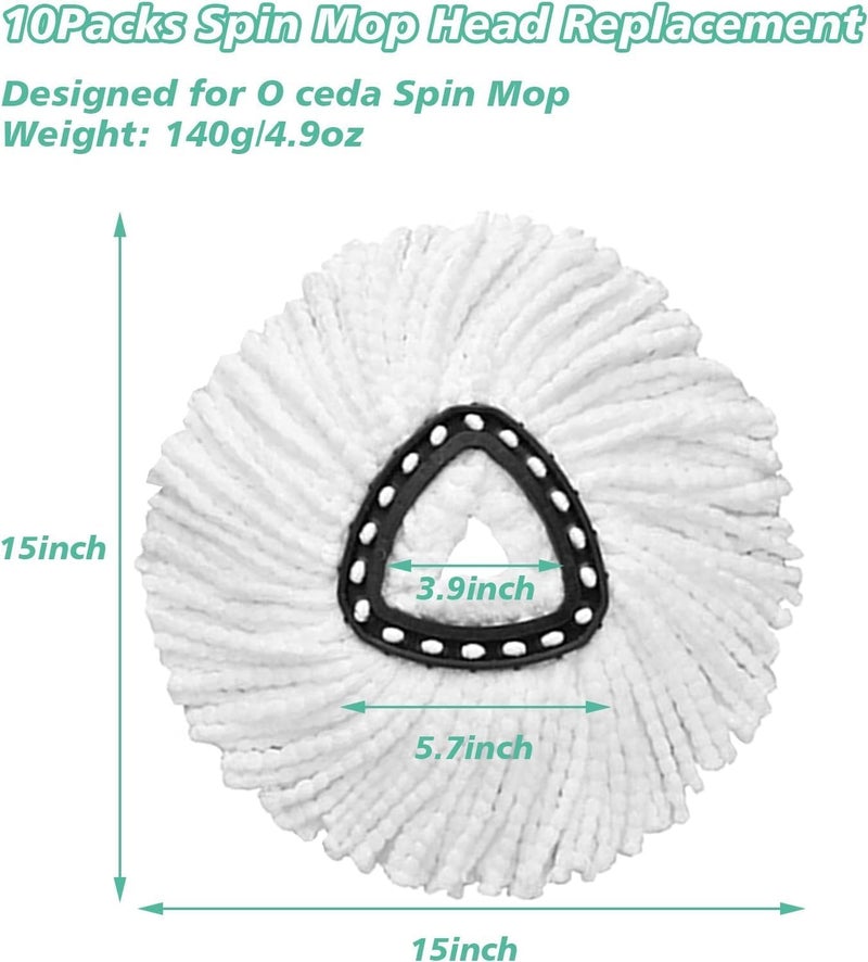 XHMAXE 16 PCS Spin Mop Replacement Head,100% Microfiber Mop Heads Replacements with Triangle Spin Mop Head, 360 Degree Round Spin Mop Replacement Head for Easy House Cleaning Floor Mopping - Image 2