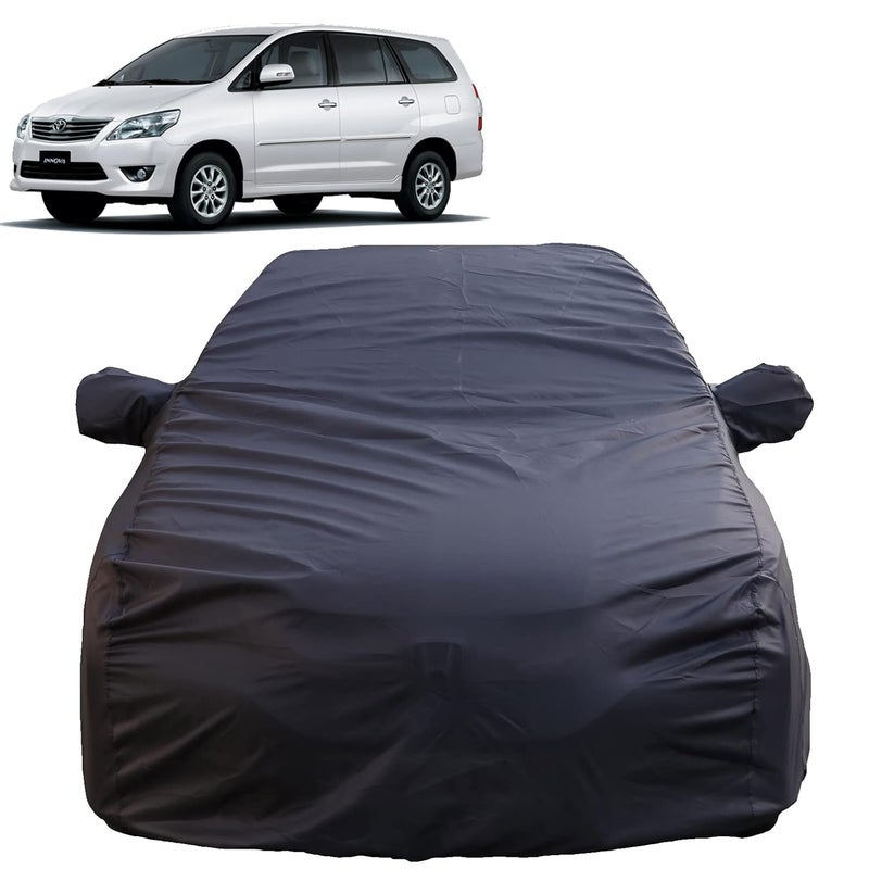 Autofact Waterproof Car Body Cover Compatible with Toyota Innova (2000 to 2016) with Mirror Pockets, 4 x 4 American Matty, Long Lasting Strong Durable Material, Grey Color - Image 1