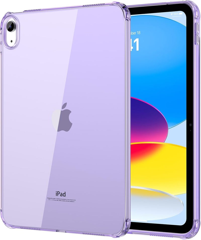 MoKo Clear iPad 10th Generation Case, iPad 10 Case, Slim & Lightweight Soft TPU Anti-Scratch Back with Shockproof Impact Resistant Raised Edge for 10th Gen iPad Case 2022, Lilac Purple - Image 1