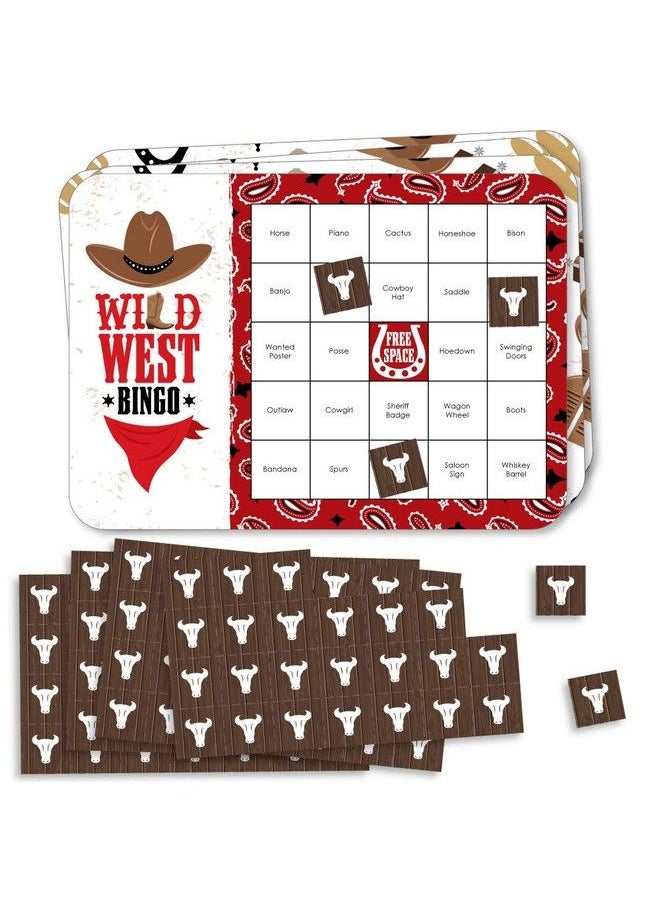 Big Dot of Happiness Western Hoedown Bar Bingo Cards And Markers Wild West Cowboy Party Bingo Game Set Of 18  - Image 1