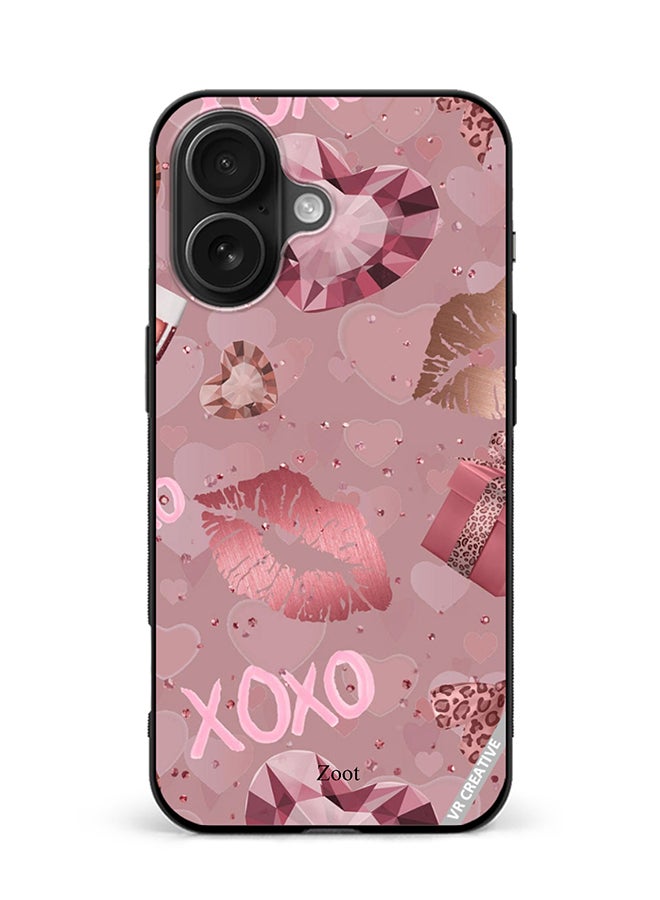 Protective Case Cover For Apple iPhone 16 Plus Xoxo Design Multicolour