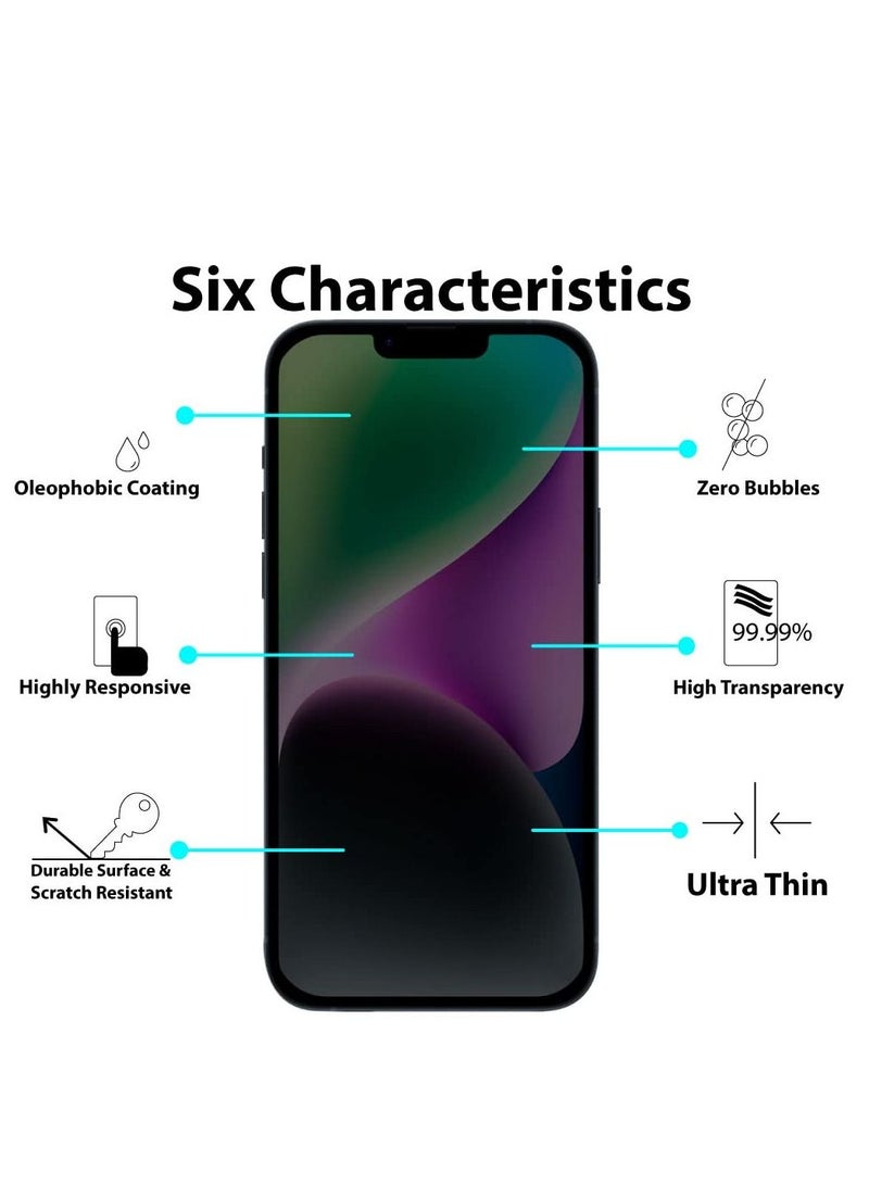 بورتوني واقي شاشة iPhone 14/13/13 Pro للخصوصية والتغطية الكاملة مضاد للتجسس من الزجاج المقوى من الحافة إلى الحافة جراب صديق لهاتف Apple iPhone 14/13/13 Pro 6.1 بوصة - Image 2