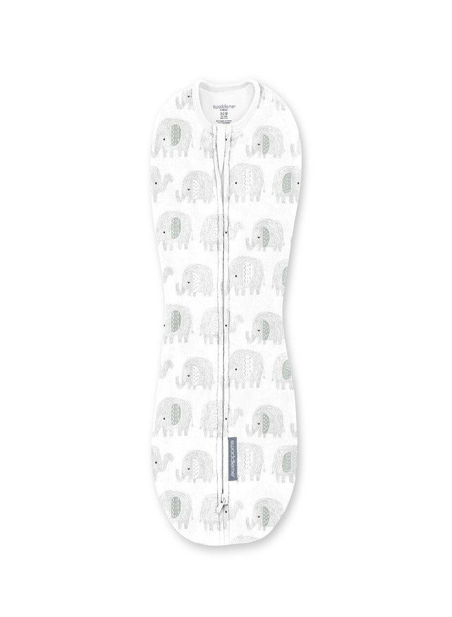SwaddleMe by Ingenuity Compression Baby Swaddle Pod, Two-Way Zipper for Easy Diaper Changes, Improves Sleep & Calms Startle Reflex, 0-2 Months, 1.0 TOG, 1-Pack - Scribble Elephant - Image 1