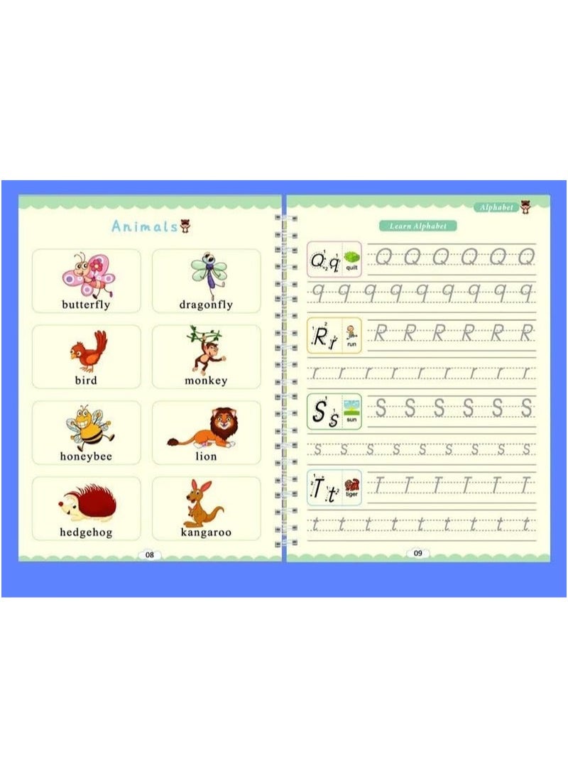 Arify-Tech Arify - Magic Ink Copybooks for Kids Reusable Handwriting Workbooks for Preschools Grooves Template Design and Handwriting Magic Practice Copybook for Kids The Print Writing (4 Books with Pens)  - Image 3