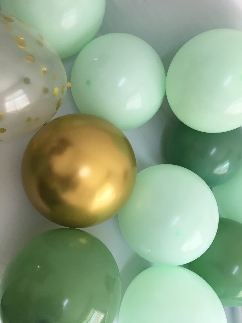 yuqinBB Matte Sage Green Gold Balloons – Light Mint Olive Green Balloons for Wedding Neutral Baby Shower Birthday Party Supplies 60 packs (Sage green + gold) - Image 2