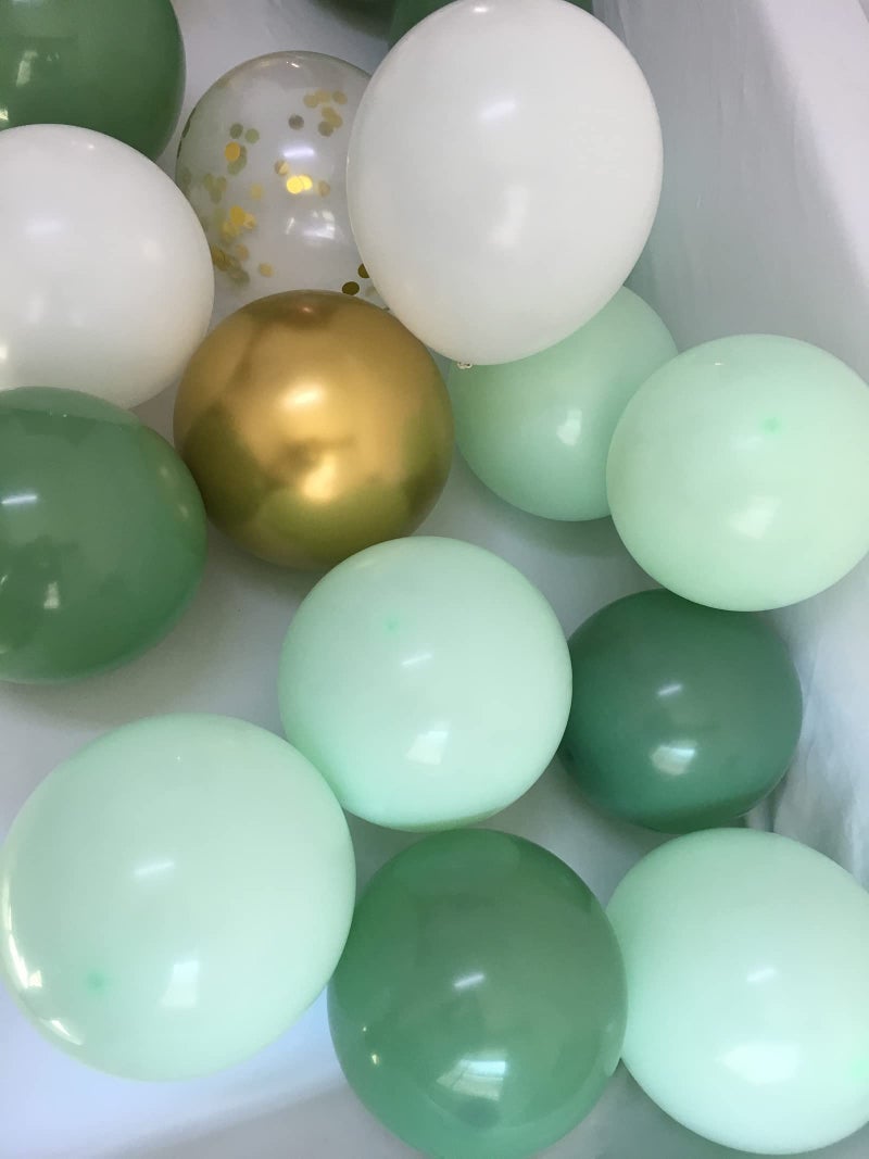 yuqinBB Matte Sage Green Gold Balloons – Light Mint Olive Green Balloons for Wedding Neutral Baby Shower Birthday Party Supplies 60 packs (Sage green + gold) - Image 4