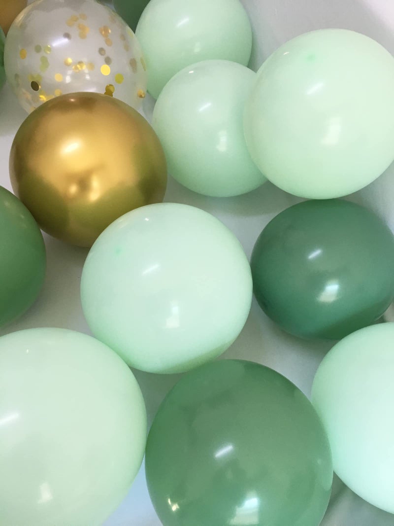yuqinBB Matte Sage Green Gold Balloons – Light Mint Olive Green Balloons for Wedding Neutral Baby Shower Birthday Party Supplies 60 packs (Sage green + gold) - Image 3