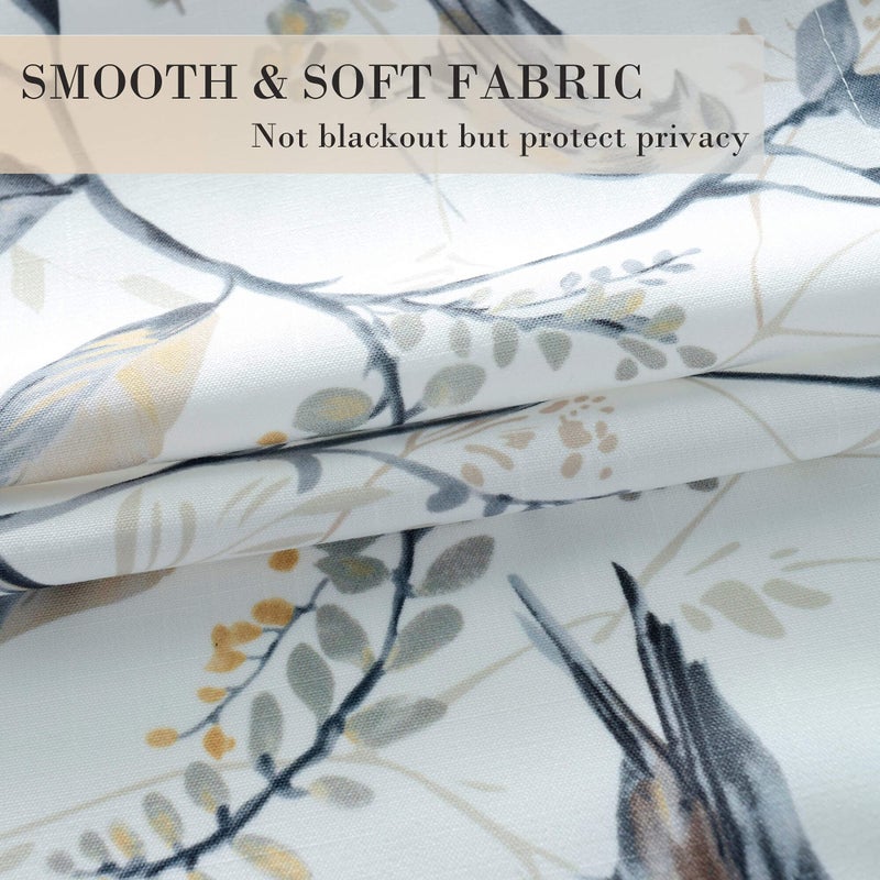 Blue Bird & Flower Pattern Window Curtains, 42x54 Inches, 2 Panels - Image 5
