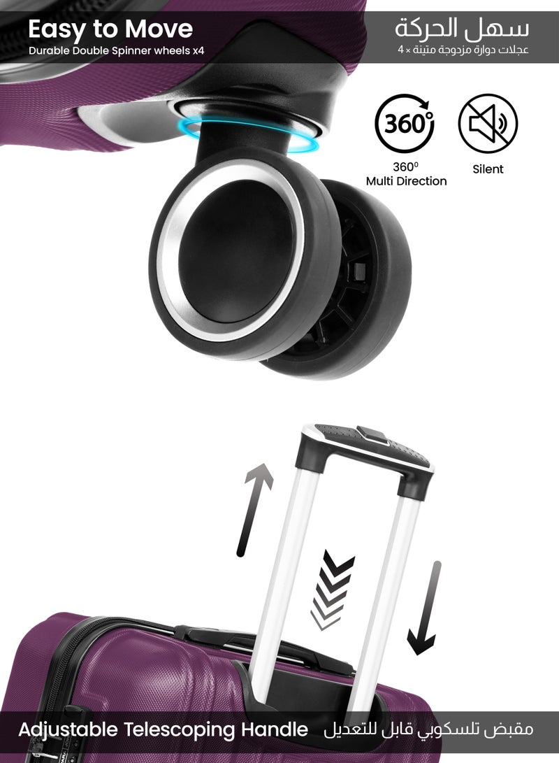 PARAJOHN Cabin Size Lightweight ABS Hardside Spinner Luggage Trolley -20 Inch | Carrying 10KG 8 Wheel Hardshell Suitcase-Purple - Image 2