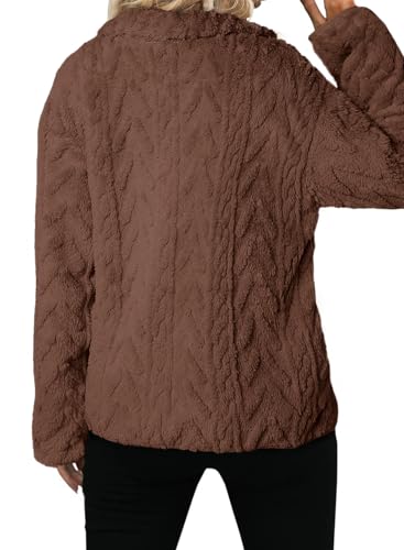 Dokotoo Women Fleece Winter Jackets Zip Up Sherpa Casual Long Sleeves Tops Side Pockets Christmas Shackets Oversized Coats Baggy Outerwears,Chestnut XX-Large - Image 3