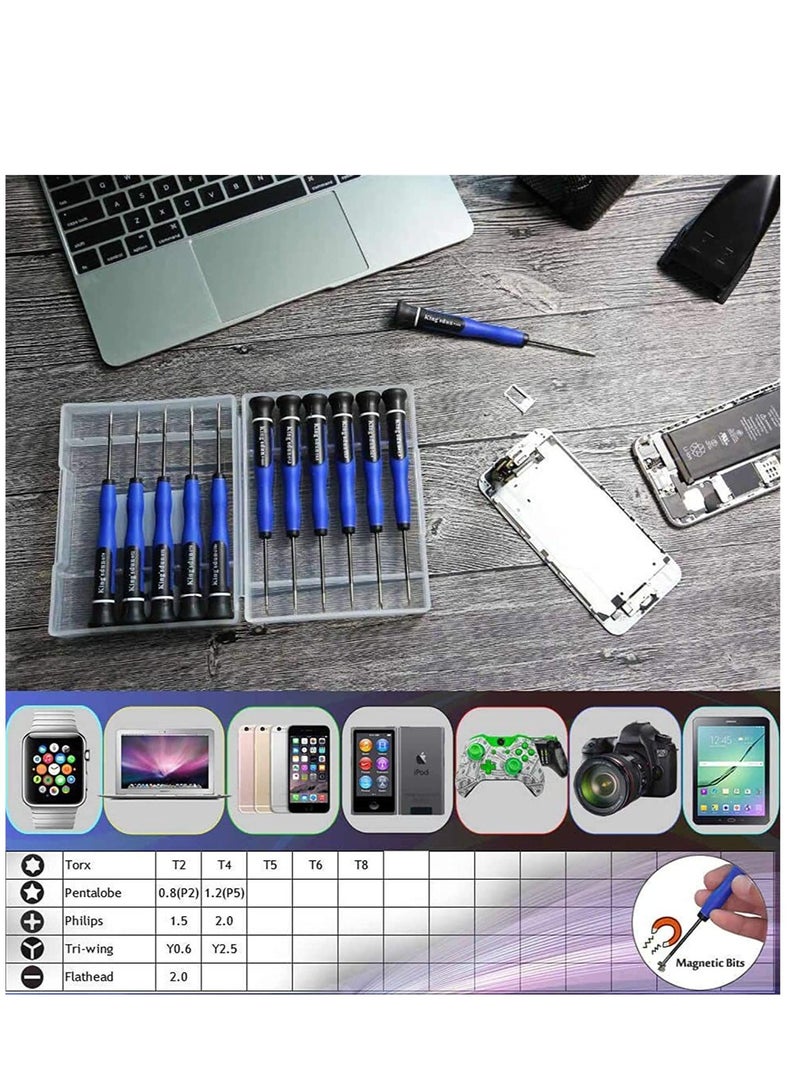 Womdee 12pcs Magnetic Pentalobe Screwdriver Set P2 P5,Triwing Torx T2 T4 T5 T6 T8,Flathead & Phillips Screwdrivers Repair Kit for iPhone 13/12/6,MacBook Pro/Air, iPod & iTouch - Image 3