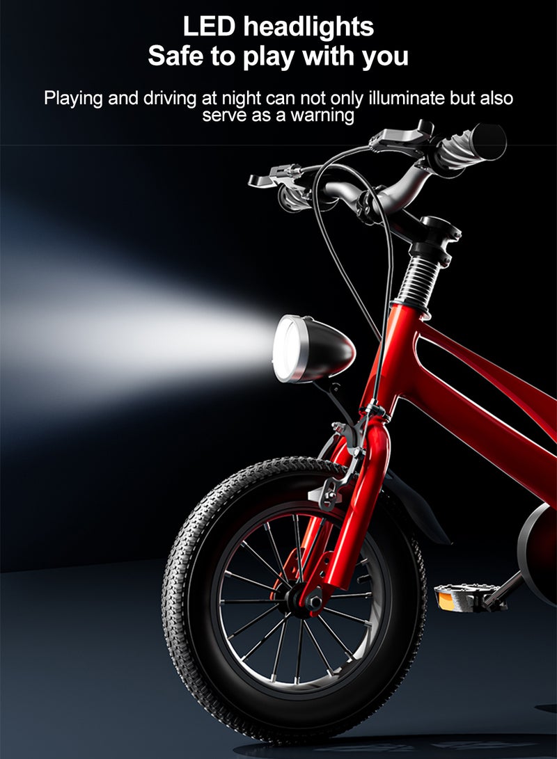 HELLO BABY دراجة هوائية للأطفال 12 بوصة، دراجة أطفال خفيفة الوزن من سبائك المغنيسيوم، مع عجلات تدريب متلألئة، مقعد قابل للتعديل ومصباح أمامي، للأطفال من 2-7 سنوات من الأولاد والبنات - Image 3