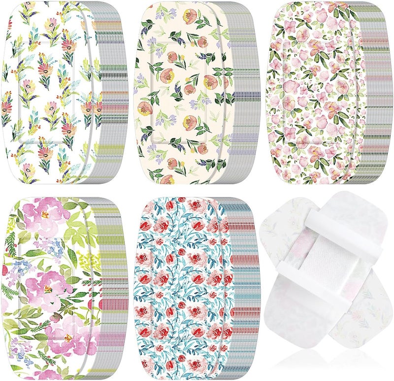 Sinmoe 100 Pcs Large Bandages 2 x 4 Inch Latex Free Big Adhesive Flower Wound Care Flexible Fabric Bandages for Care and Protect Wounds - Image 1