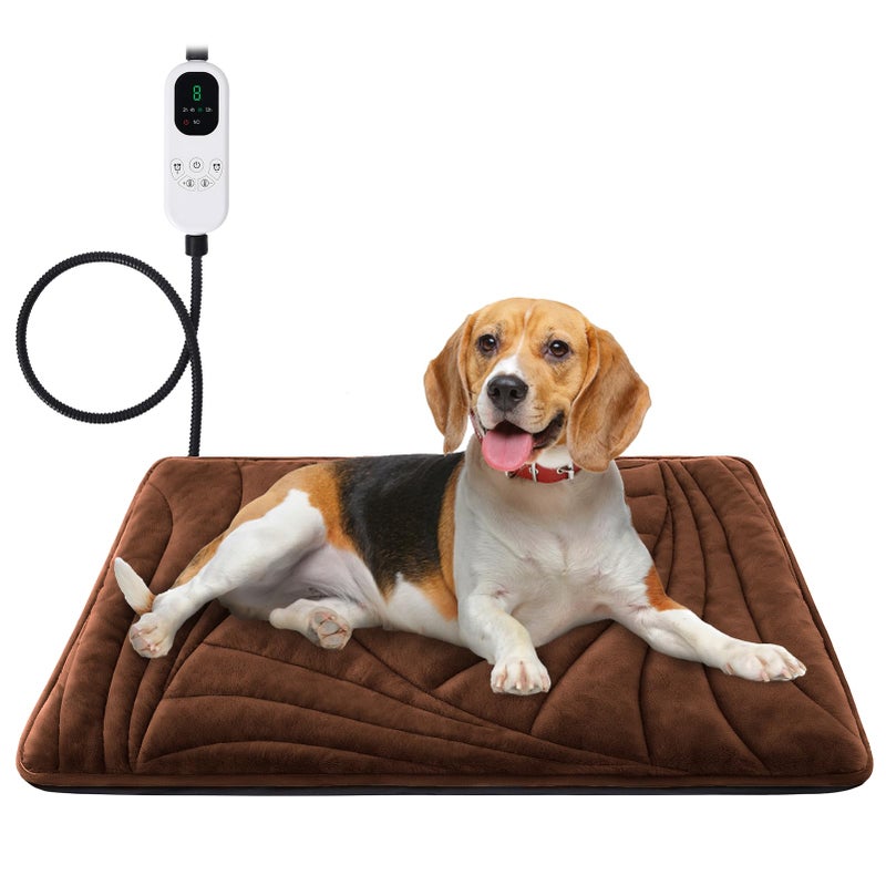 Petrendy Dog Heating Pad with Washable Cover, Soft Plush Pet Heating Pad with 9 Adjustable Temperature, Timer, Chew-Resistant Cord, Waterproof Electric Heated Pet Bed Mat for Dogs and Cats Indoor - Image 1