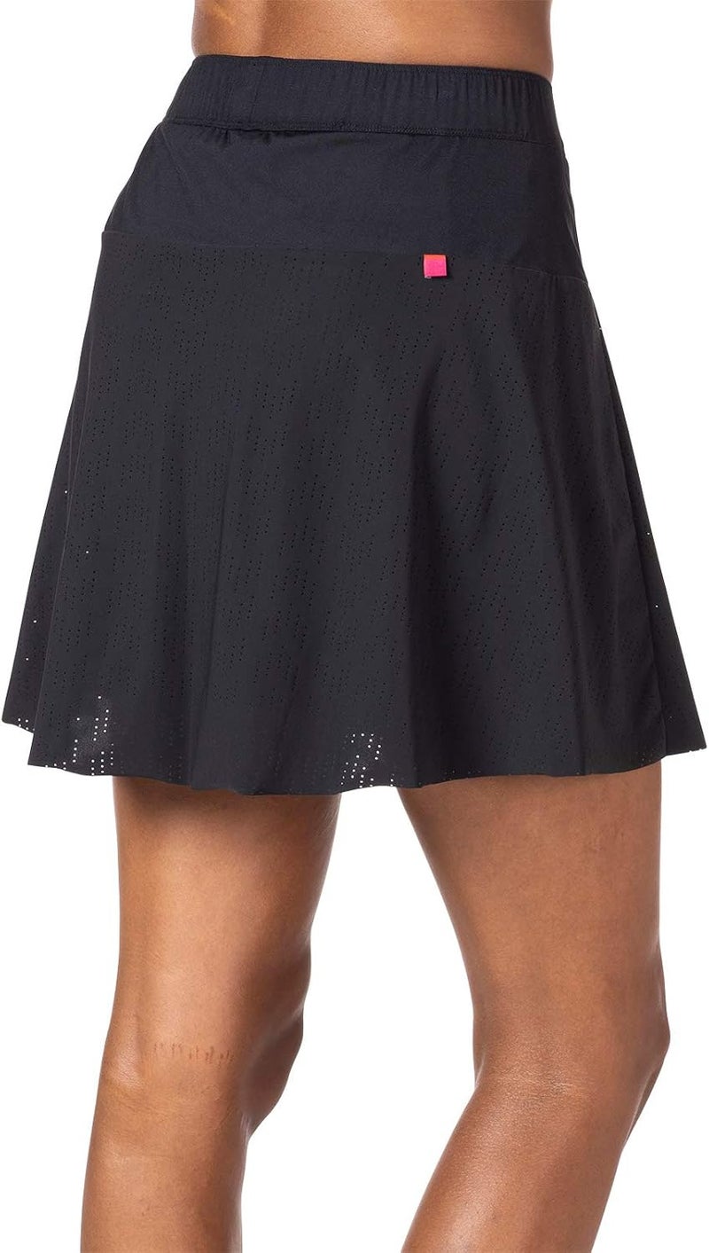 Terry Indie Padded Bike Skort Skirts for Women Cycling, Perforated Design, Raw-Cut Hem Attached 5.5 Inch Inseam Liner Short - Image 4