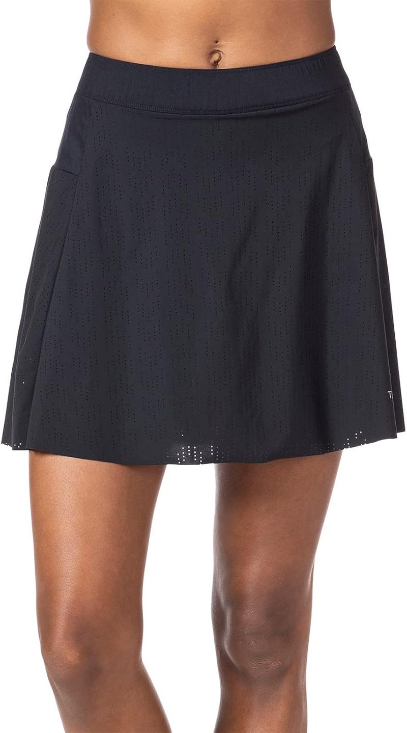 Terry Indie Padded Bike Skort Skirts for Women Cycling, Perforated Design, Raw-Cut Hem Attached 5.5 Inch Inseam Liner Short - Image 1