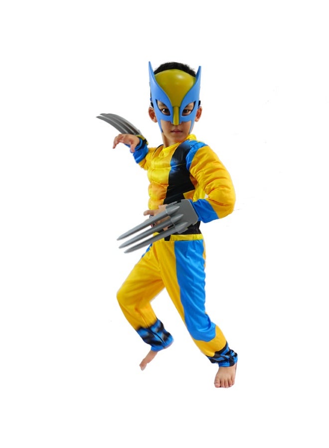 xppier Boys Cosplay Costume Jumpsuit with Mask Muscle Cosplay, Size M - Image 1