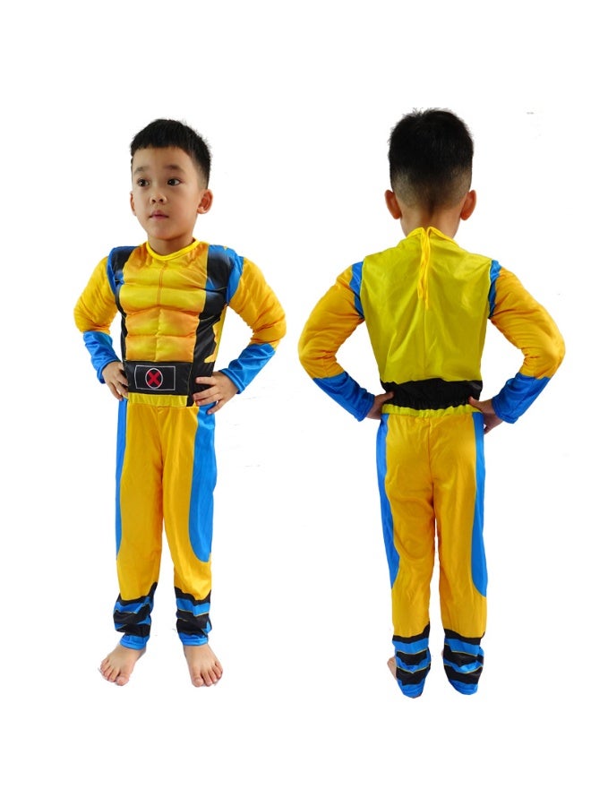 xppier Boys Cosplay Costume Jumpsuit with Mask Muscle Cosplay, Size M - Image 2
