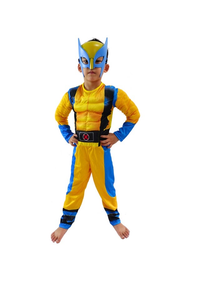 xppier Boys Cosplay Costume Jumpsuit with Mask Muscle Cosplay, Size M - Image 3