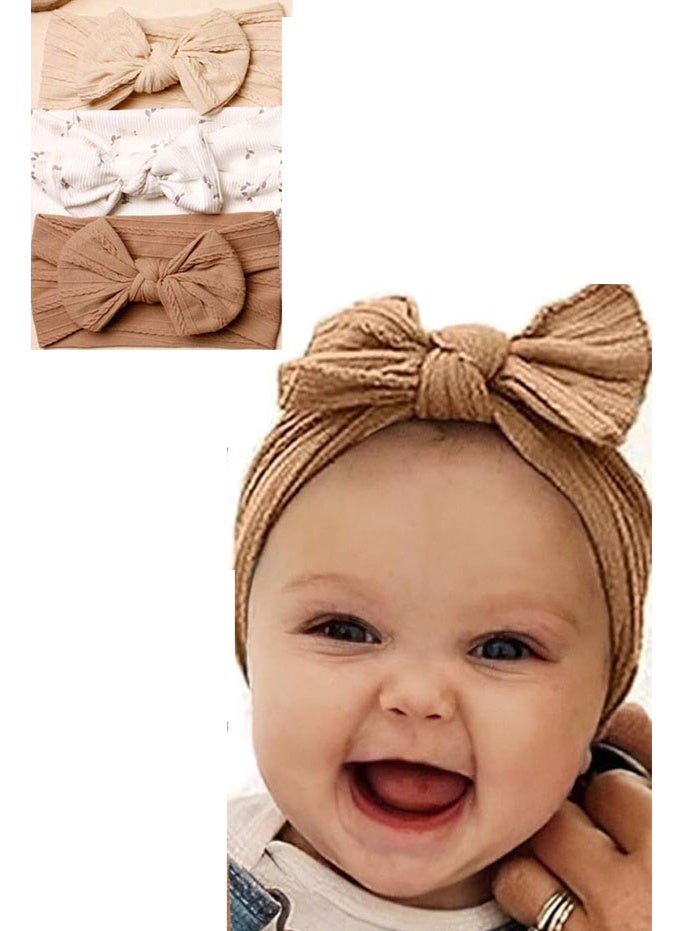 Knitted Big Bow Baby Hair Bands, Comfortable Stretch Headwraps for Toddler Girls Photo Props - Image 2