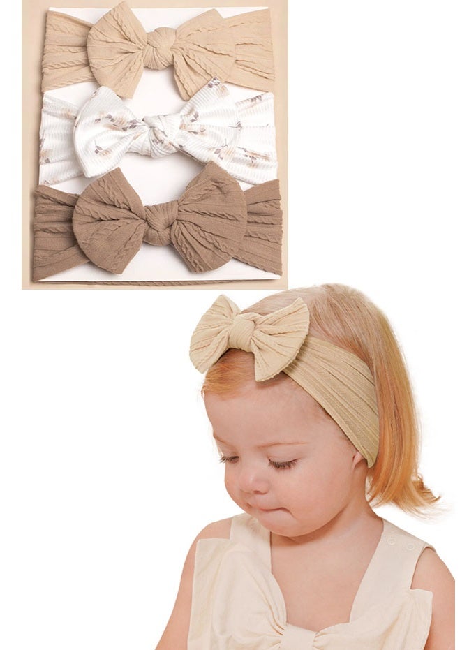 Knitted Big Bow Baby Hair Bands, Comfortable Stretch Headwraps for Toddler Girls Photo Props - Image 3