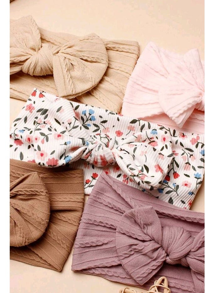 Knitted Big Bow Baby Hair Bands, Comfortable Stretch Headwraps for Toddler Girls Photo Props - Image 5