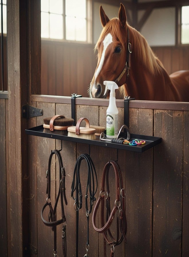 Burbell 2 Pack 23" Adjustable Stall Organizer Portable Horse Tack Organizer Shelf Convenient Rust Resistant for Tack Room, Barn, or Horse Show Use Color Black - Image 4