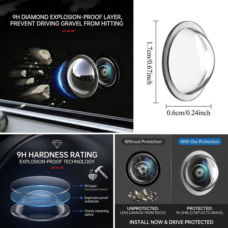 360 Degree Anti Shatter Car Camera Cover Set HD Non Glare Lens Protector - Image 1