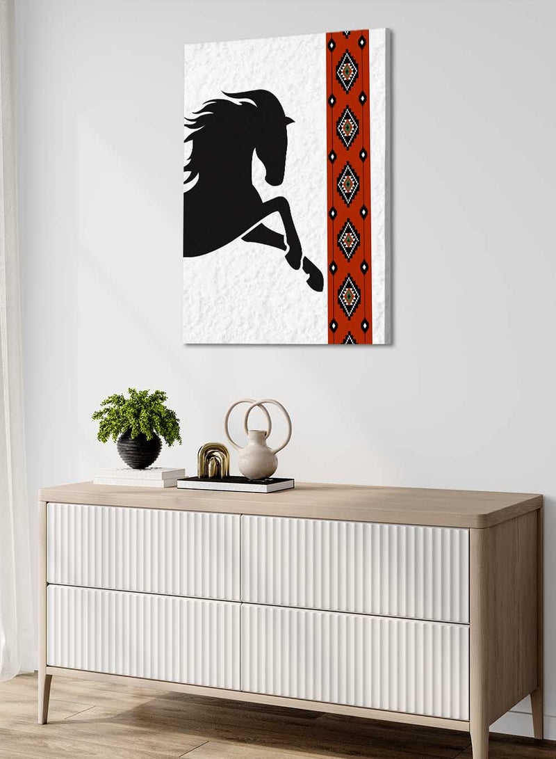LOWHA Canvas Wall Art Stretched Over Wooden Frame Depicting a Horse with a Saudi Inspired Design - Image 3