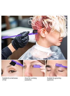 Red Blossom 3 Pcs Slick Brush Set, Plastic Bristle Hair Brush Teasing Comb Edge Hair Brush Teasing Brush Set, Rat Tail Comb Double Sided Edge Brush, for Hairdresser Women Baby Children (Purple)  - Image 4