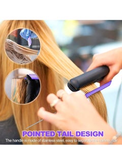 Red Blossom 3 Pcs Slick Brush Set, Plastic Bristle Hair Brush Teasing Comb Edge Hair Brush Teasing Brush Set, Rat Tail Comb Double Sided Edge Brush, for Hairdresser Women Baby Children (Purple)  - Image 5