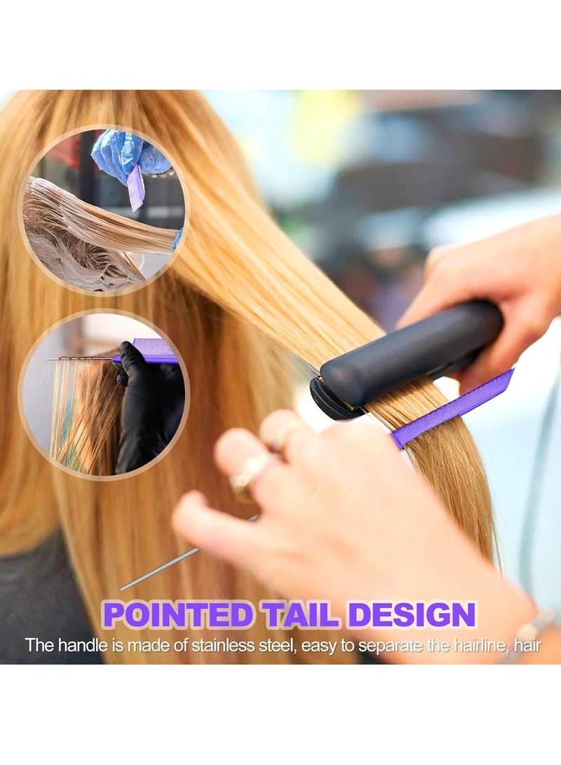 Red Blossom 3 Pcs Slick Brush Set, Plastic Bristle Hair Brush Teasing Comb Edge Hair Brush Teasing Brush Set, Rat Tail Comb Double Sided Edge Brush, for Hairdresser Women Baby Children (Purple)  - Image 5