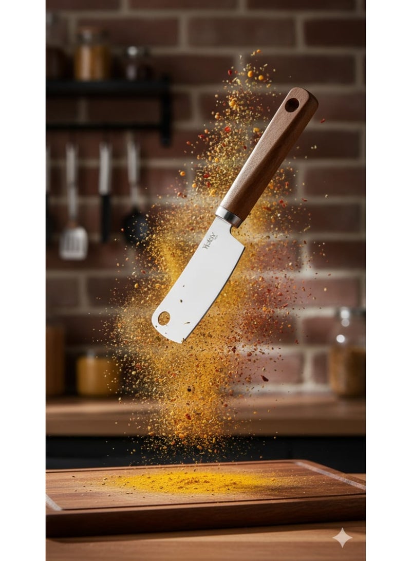 أداة تقطيع الجبن الاحترافية من الستانلس ستيل بتصميم مثقوب مع مقبض خشبي مريح - Image 2