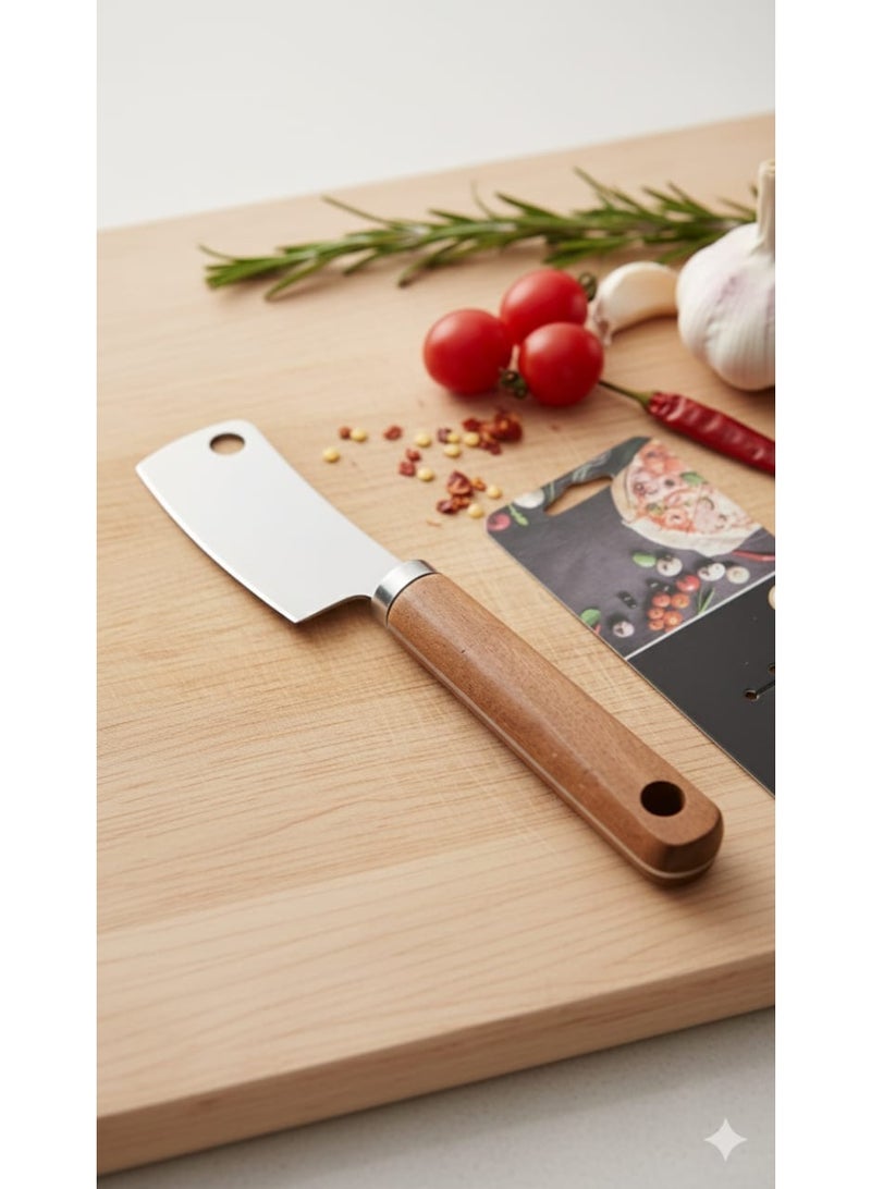 أداة تقطيع الجبن الاحترافية من الستانلس ستيل بتصميم مثقوب مع مقبض خشبي مريح - Image 3