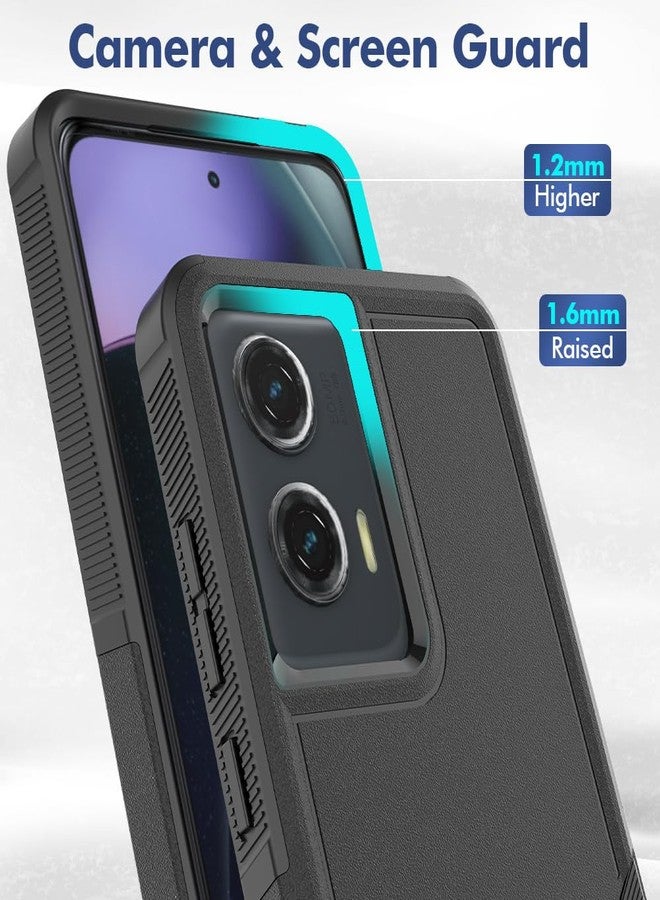 جراب لهاتف Moto G Stylus 5G 2024، [تم اختباره وفقًا لمعايير عسكرية لمقاومة السقوط] مع واقي شاشة، غطاء حماية مزدوج الطبقات شديد التحمل للهاتف المحمول، جراب مانع للانزلاق ومقاوم للصدمات لهاتف Moto G Stylus 5G 2024 (أسود) - Image 4
