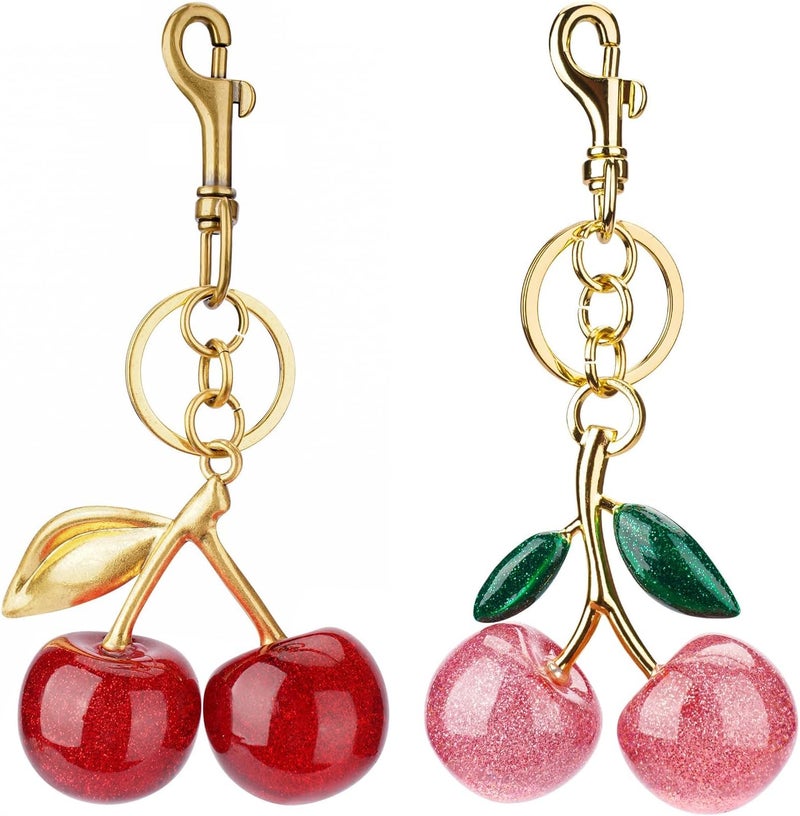 Cute Cherry Leather Keychain Women's Bag Pendant Women's Gift Car Decoration - Image 1