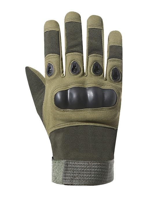 ZaySoo Full Finger Bike Gloves Hard Knuckle Motorcycle Bike Riding Gloves Army Shooting Outdoor Breathable Gym & Fitness, Cycling Riding Gloves for Men and Boys-Free Size (Green) - Image 3
