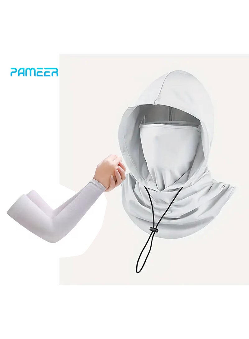 PAMEER Unisex Balaclava Hat with Arm Cover for Summer with a Cool Head Cover, Neck and Face Bandana Mask Protects UV Sunlight, Serving As a Sunshade Hat Cover. Unisex Balaclava Hat for Summer with a Cool Head Cover, Neck and Face Bandana Mask Protects UV Sunlight, Serving As a Sunshade Hat Cover. - Image 1