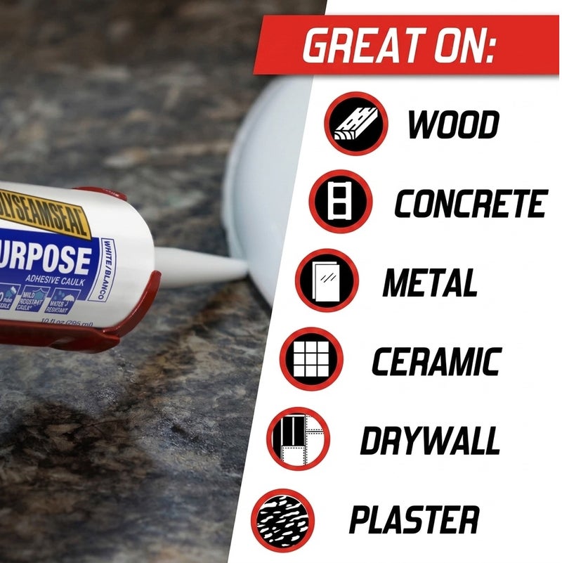 لوكتيت لاصق لوكتايت بولي سيل متعدد الاستخدام شفاف – سيليكون لاصق لسد الفواصل للأسطح المختلفة مثل الخشب والخرسانة والمعادن والسيراميك والجبس | مقاوم للماء وقابل للدهان - Image 2