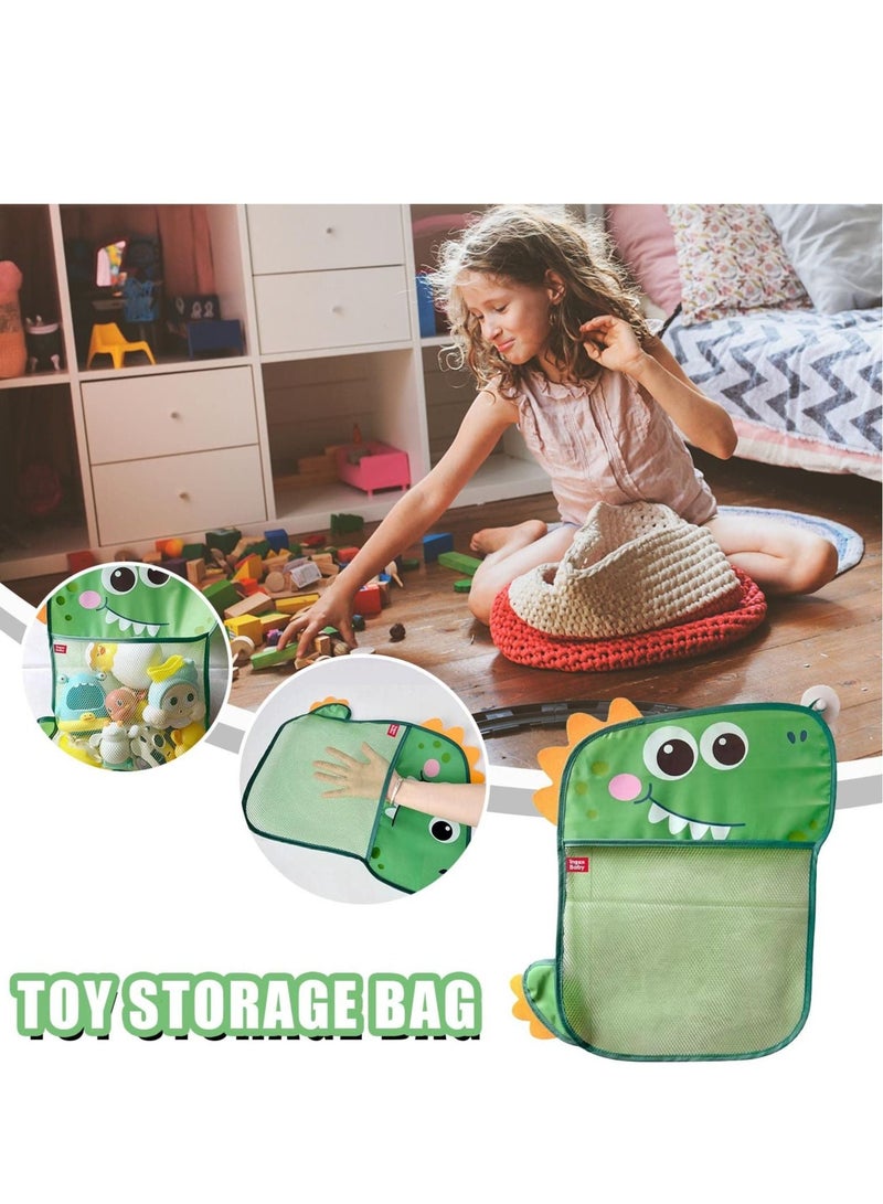 واي آند دي 2 Pack Mesh Bath Toy Organizer, Duck & Dinosaur Extra Storage Net 4 Strong Hooks, Shower Caddy Solution for Kids Toddlers - Image 5