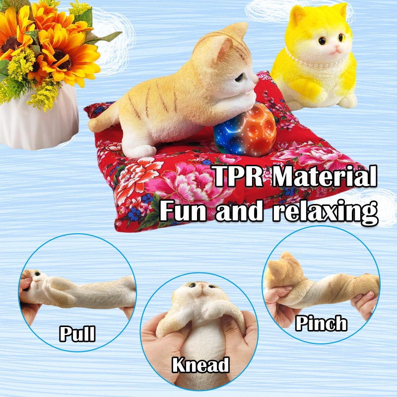 QOUXZ Big Hand Painted Cat Squishy Toysï¼ŒLarge Cute Ultra Soft Kitty Squeeze Fidget Toys for Stress Relief ,Kawaii Squishies Sticky Animal Toys for Adults Kids,Decompression Sensory Balls Toys for Autism - Image 4