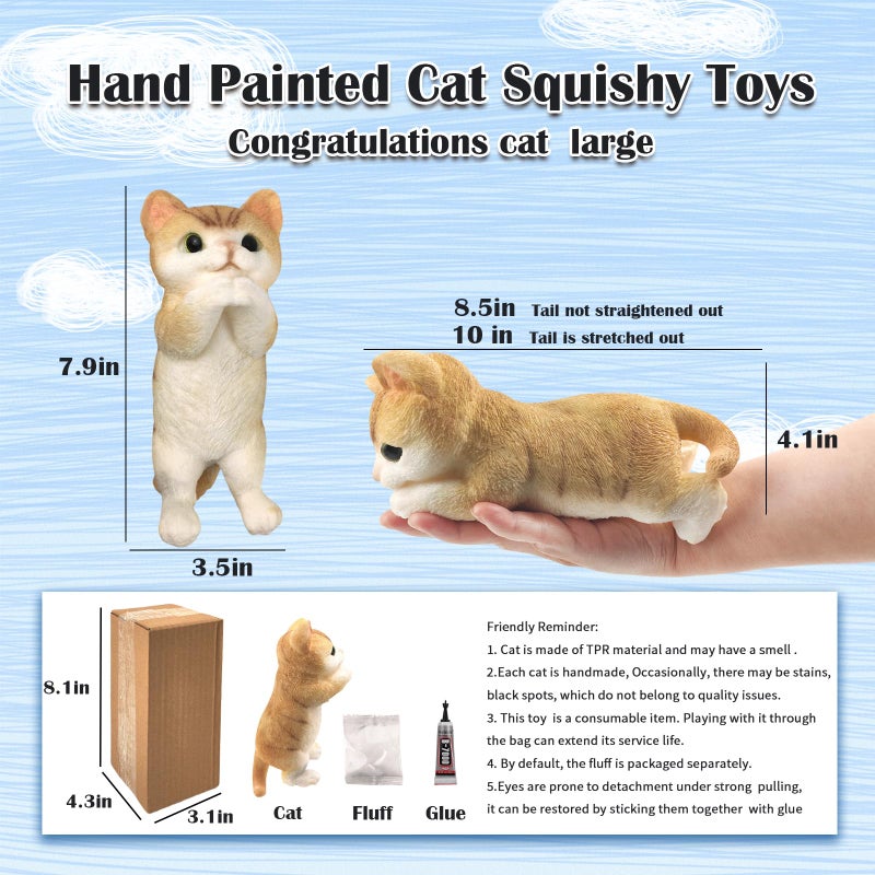 QOUXZ Big Hand Painted Cat Squishy Toysï¼ŒLarge Cute Ultra Soft Kitty Squeeze Fidget Toys for Stress Relief ,Kawaii Squishies Sticky Animal Toys for Adults Kids,Decompression Sensory Balls Toys for Autism - Image 2