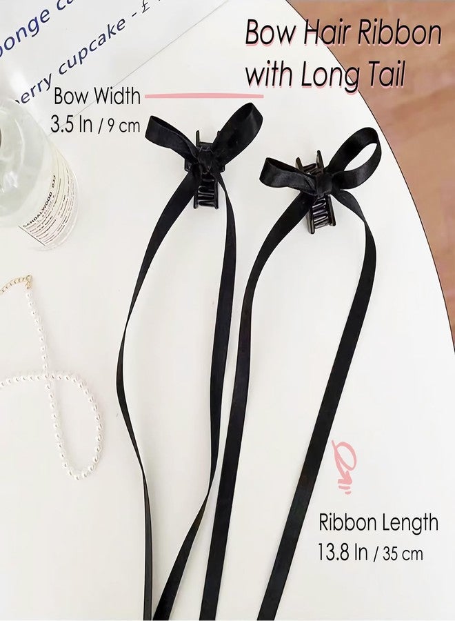 Shidara 4 PCS Satin Ribbon Bow Hair Clips for Women and Girls | Long Tail Bowknot Hair Accessories with Strong Claw Clip | Stylish Hairpins for Casual Wear, Office, and Special Occasions (Multicolor) - Image 5
